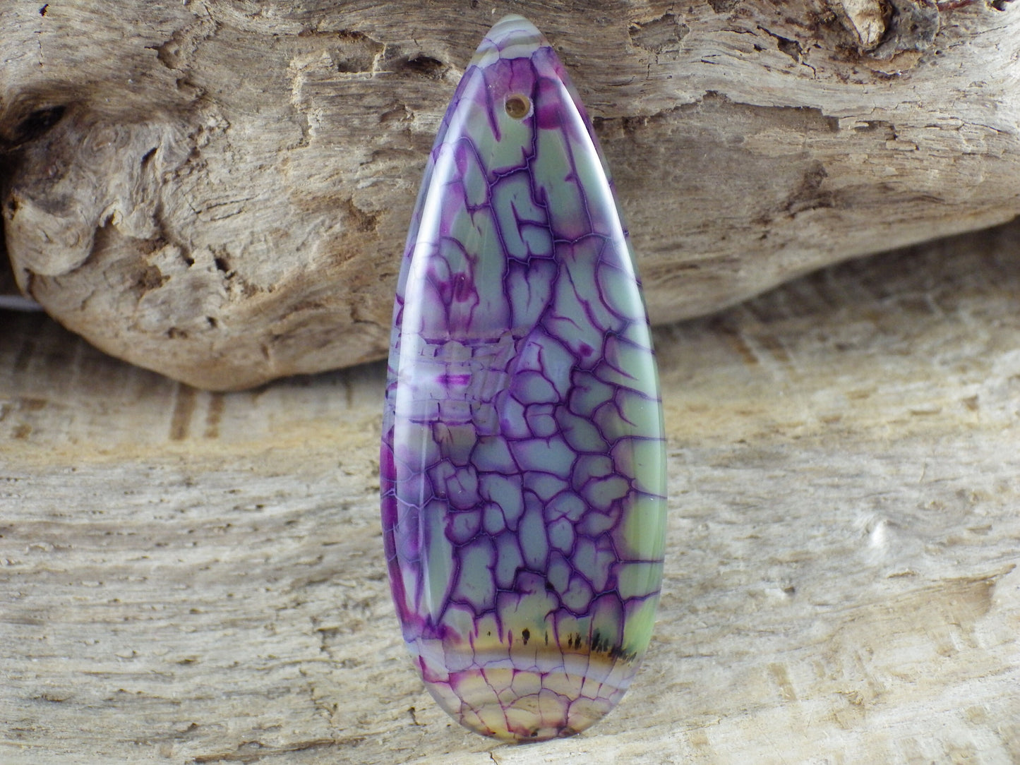 Purple Dragons Vein Agate Teardrop Pendant 50x19mm, Semi Precious Gemstone, Flat Back Loose Stone, Jewellery Making Supplies UK G3