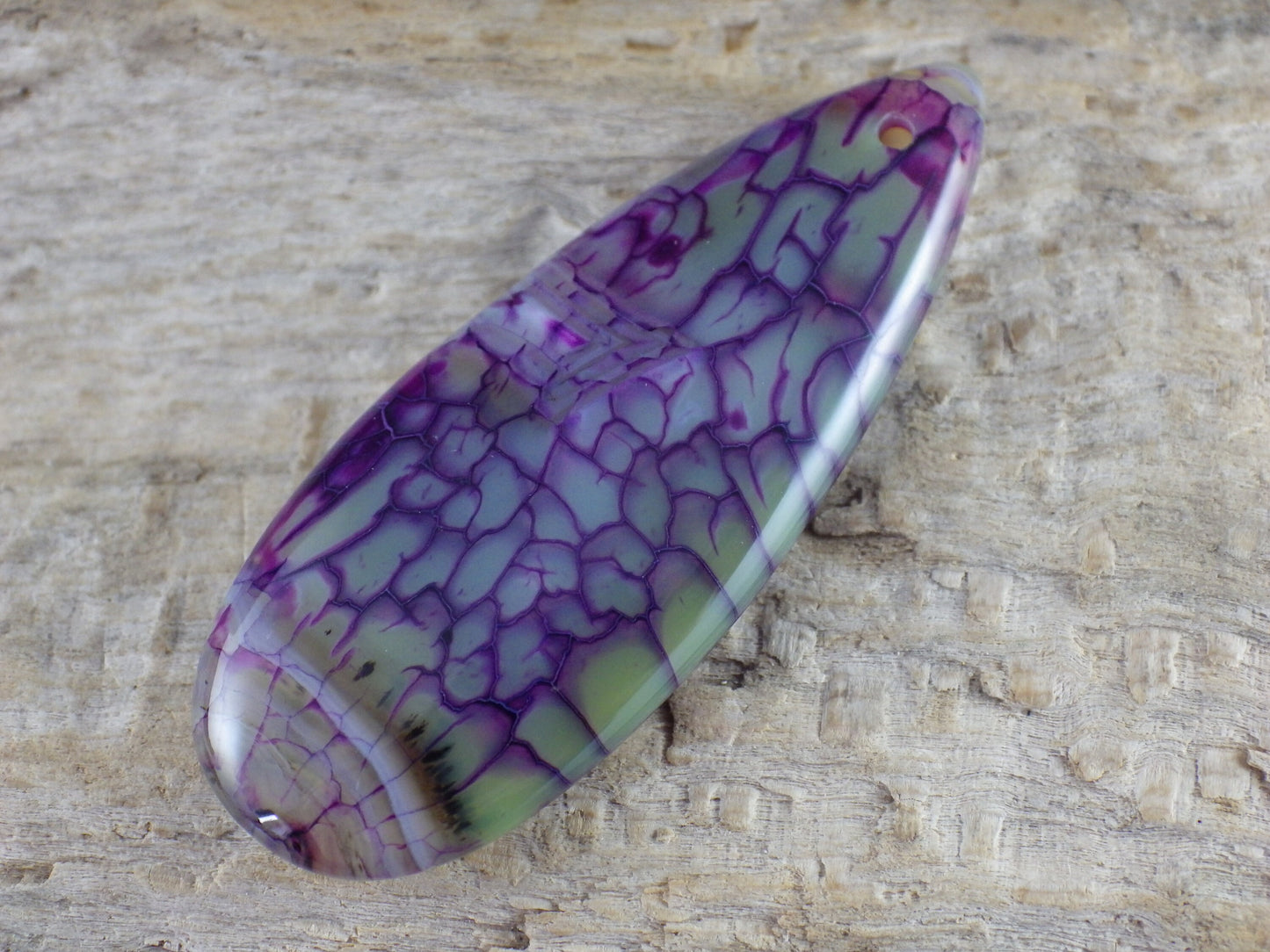 Purple Dragons Vein Agate Teardrop Pendant 50x19mm, Semi Precious Gemstone, Flat Back Loose Stone, Jewellery Making Supplies UK G3