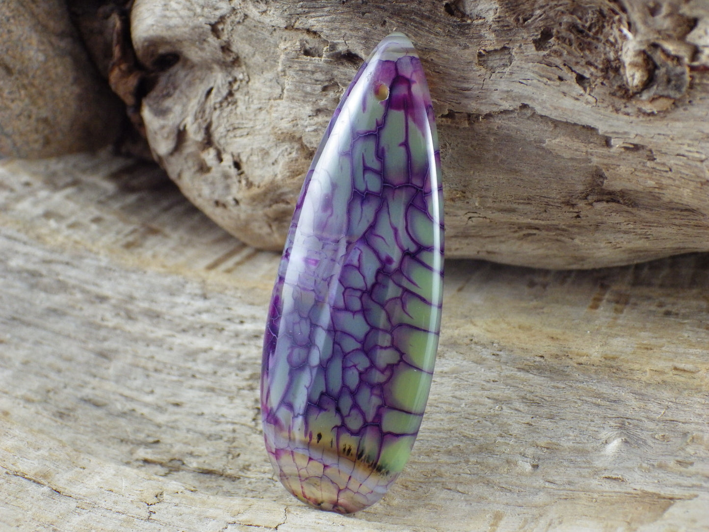 Purple Dragons Vein Agate Teardrop Pendant 50x19mm, Semi Precious Gemstone, Flat Back Loose Stone, Jewellery Making Supplies UK G3