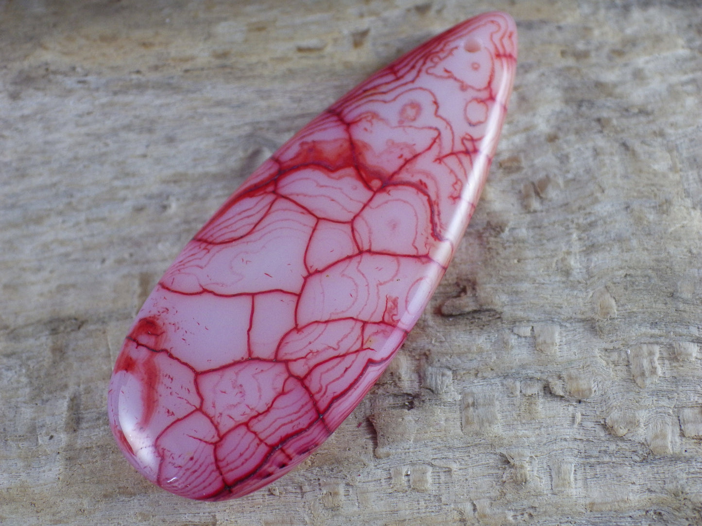 Dragons Vein Fire Agate Pendant 50x19mm, Semi Precious Gemstone, Flat Backed Teardrop Focal, Jewellery Making Supplies, UK Seller H1