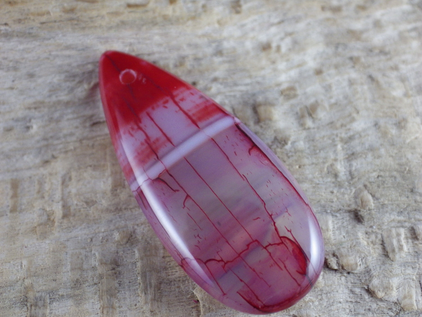Dragons Vein Fire Agate Pendant 35x15mm, Semi Precious Gemstone, Flat Backed Loose Stone, Jewellery Making Supplies, UK Seller J9