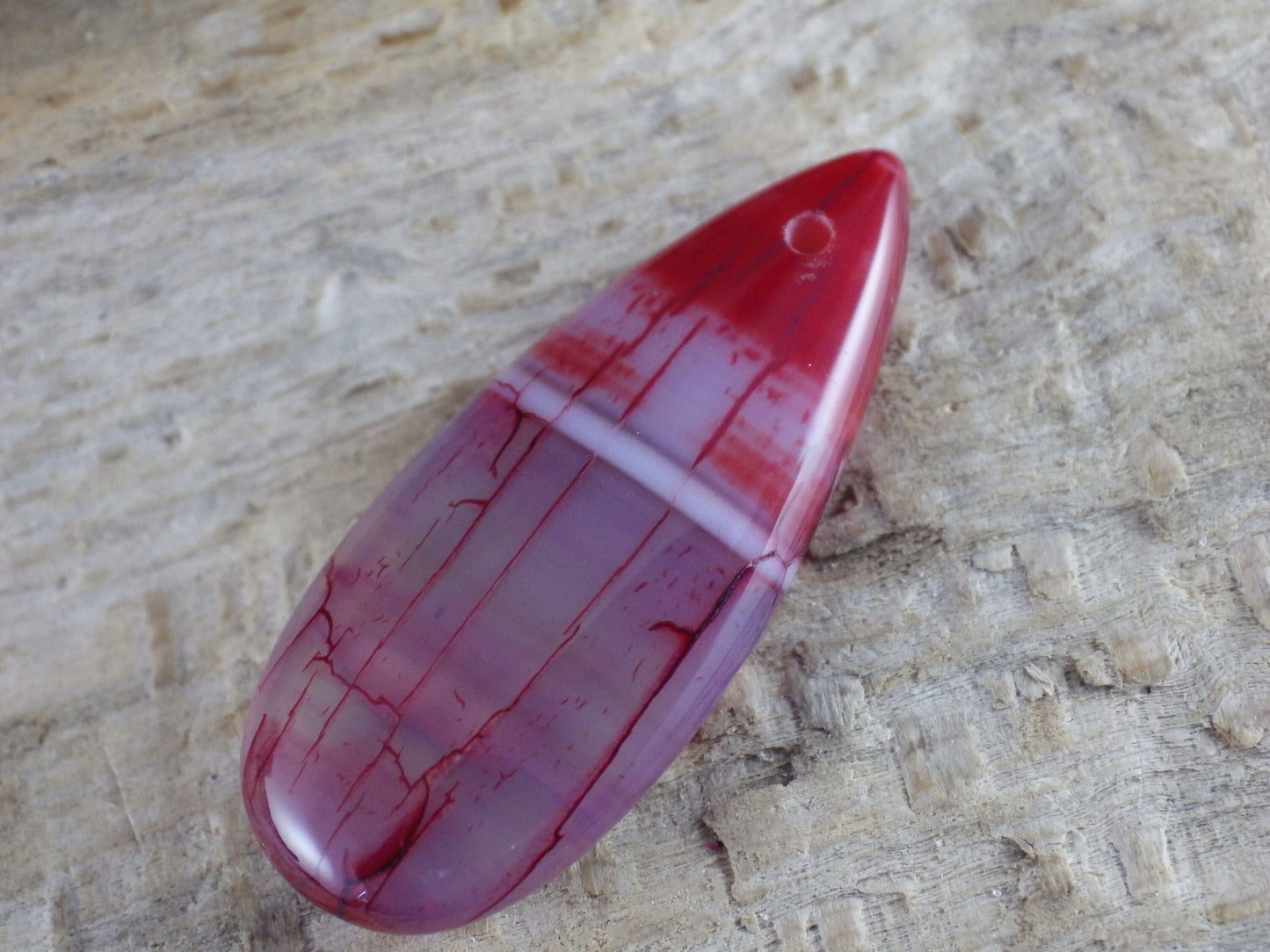 Dragons Vein Fire Agate Pendant 35x15mm, Semi Precious Gemstone, Flat Backed Loose Stone, Jewellery Making Supplies, UK Seller J9