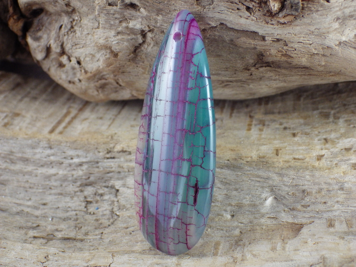 Green Dragons Vein Fire Agate Pendant, 50x20mm Semi Precious Gemstone, Top Drilled Teardrop, Designer's Stone, Jewelry Making Supplies P7