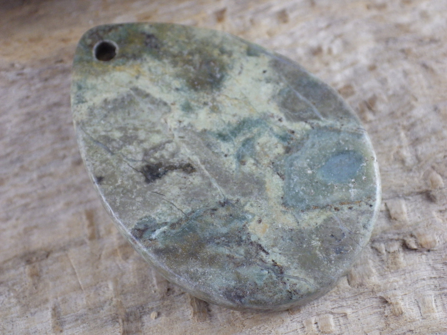 Green Jasper Semi Precious Gemstone Pendant 39x27mm, Flat Backed Loose Stone, Jewellery Making Supplies #05