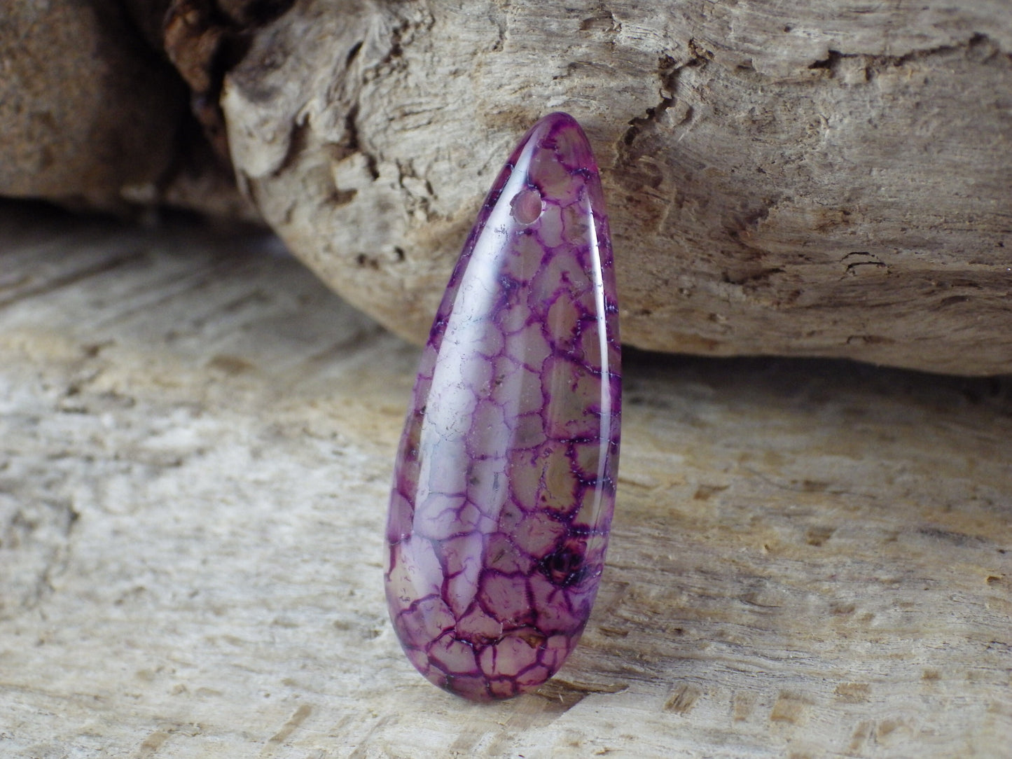 Purple Dragons Vein Agate Pendant 35x15mm, Semi Precious Gemstone, Flat Backed Teardrop Pendant, Jewelry Making Supplies, A7