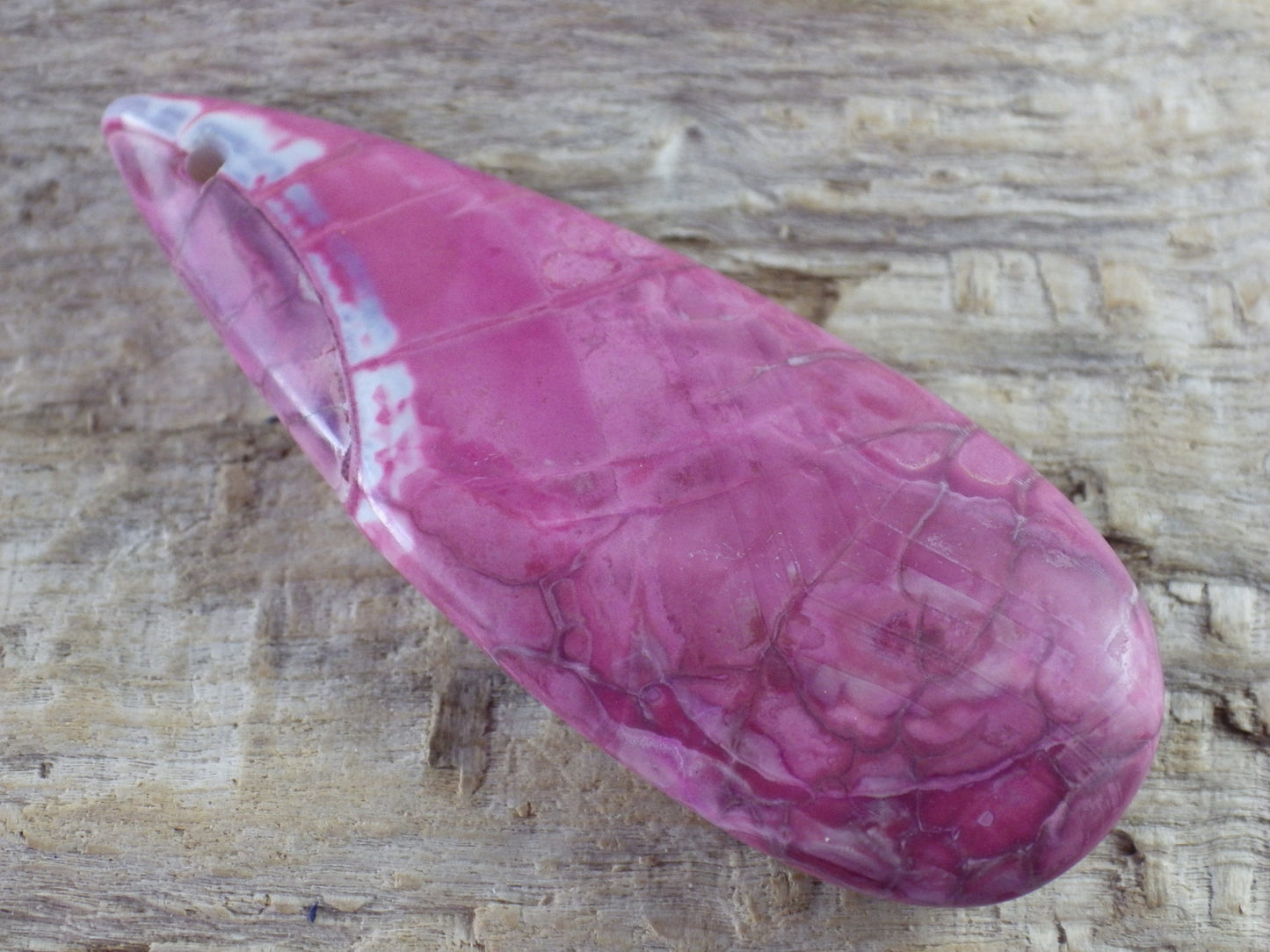 Pink Agate Teardrop Pendant 49x19mm, Semi Precious Gemstone, Statement Pendant, Loose Stone, UK Jewelry Making Supplies, A1