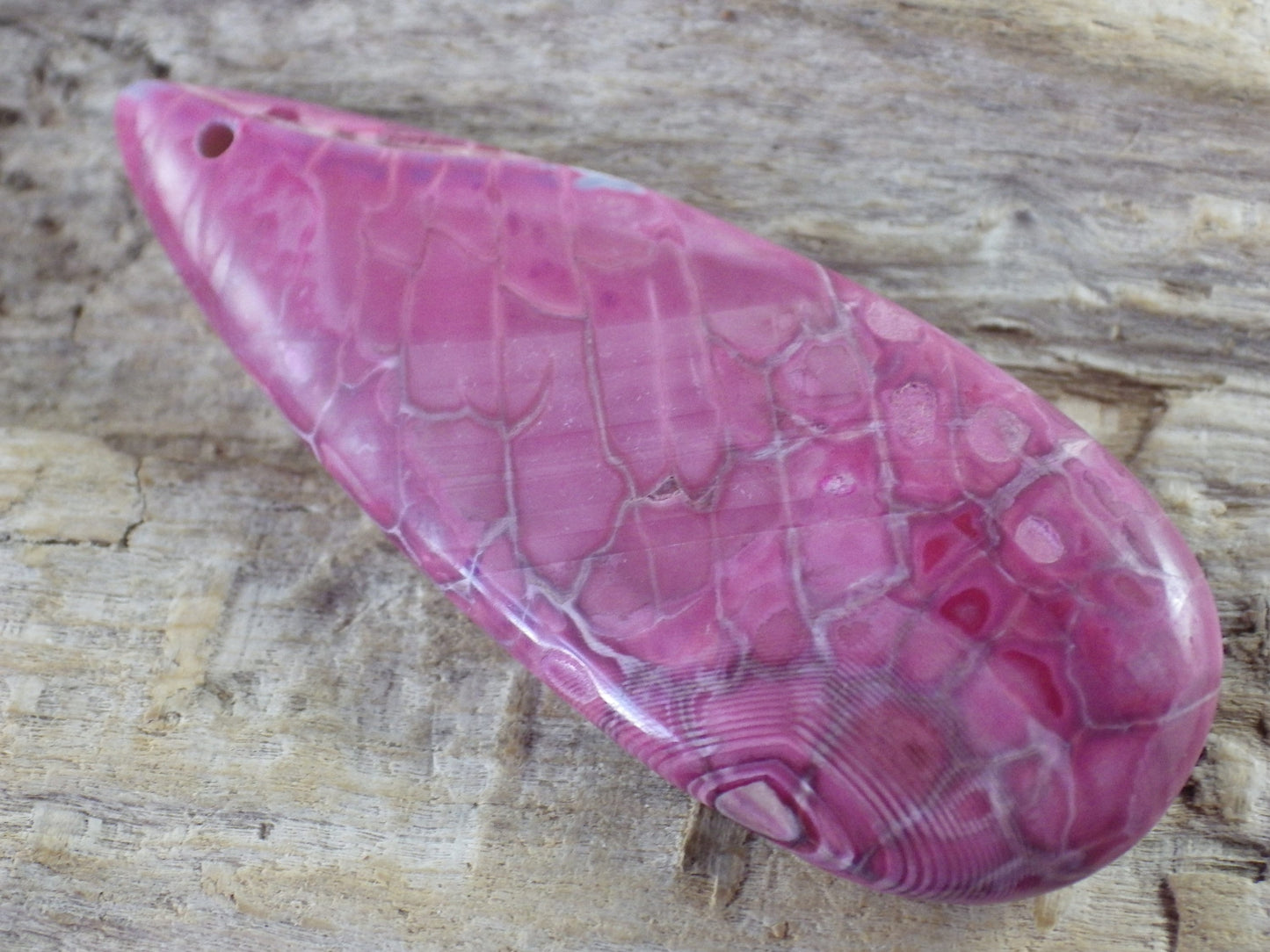 Pink Agate Teardrop Pendant 49x19mm, Semi Precious Gemstone, Statement Pendant, Loose Stone, UK Jewelry Making Supplies, A1