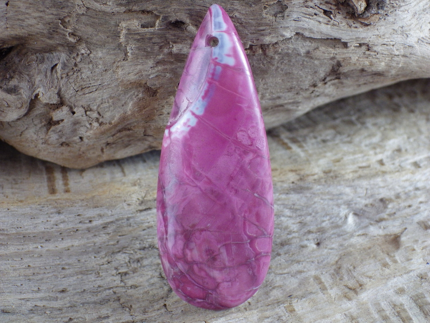 Pink Agate Teardrop Pendant 49x19mm, Semi Precious Gemstone, Statement Pendant, Loose Stone, UK Jewelry Making Supplies, A1