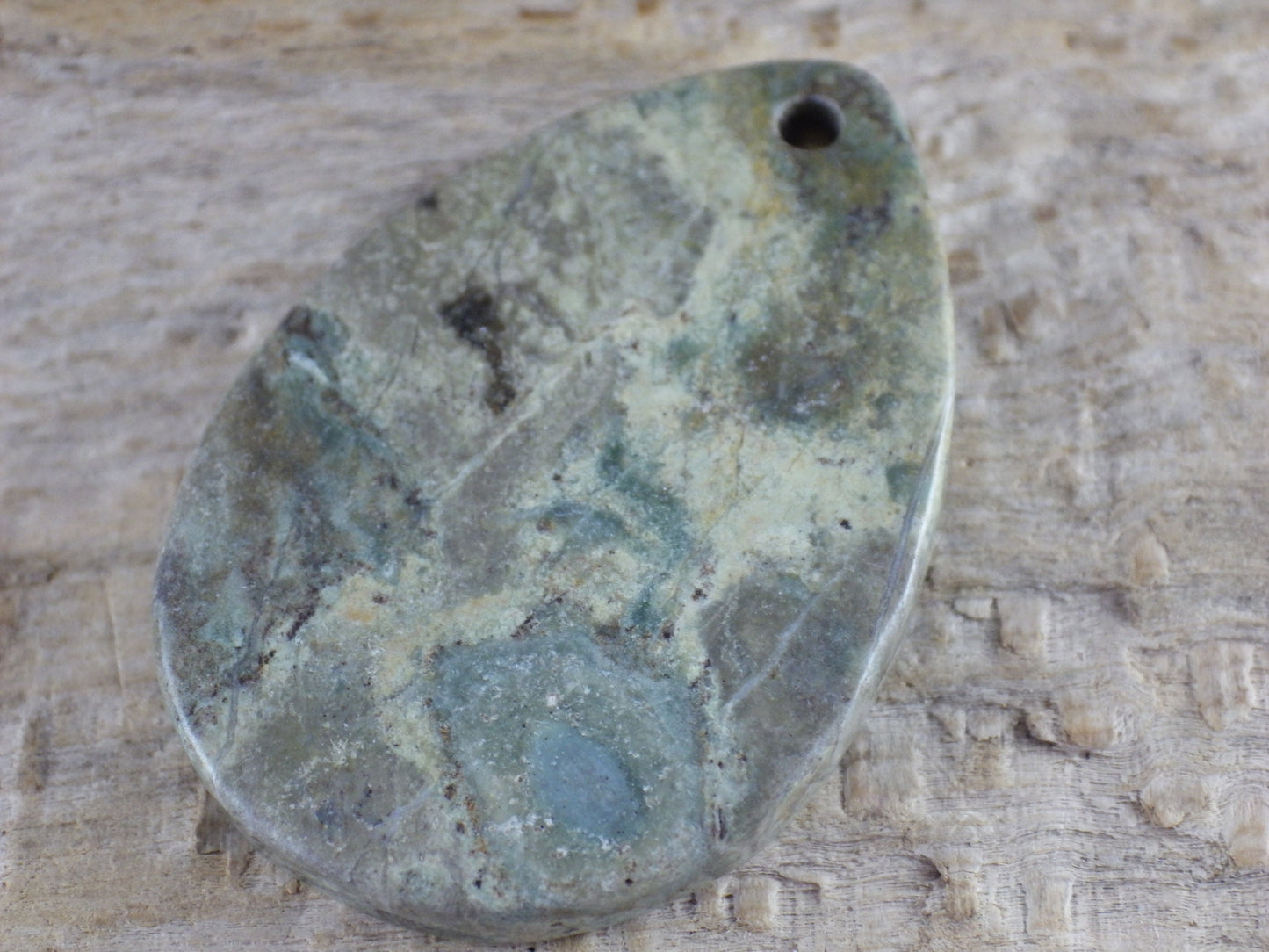 Green Jasper Semi Precious Gemstone Pendant 39x27mm, Flat Backed Loose Stone, Jewellery Making Supplies #05