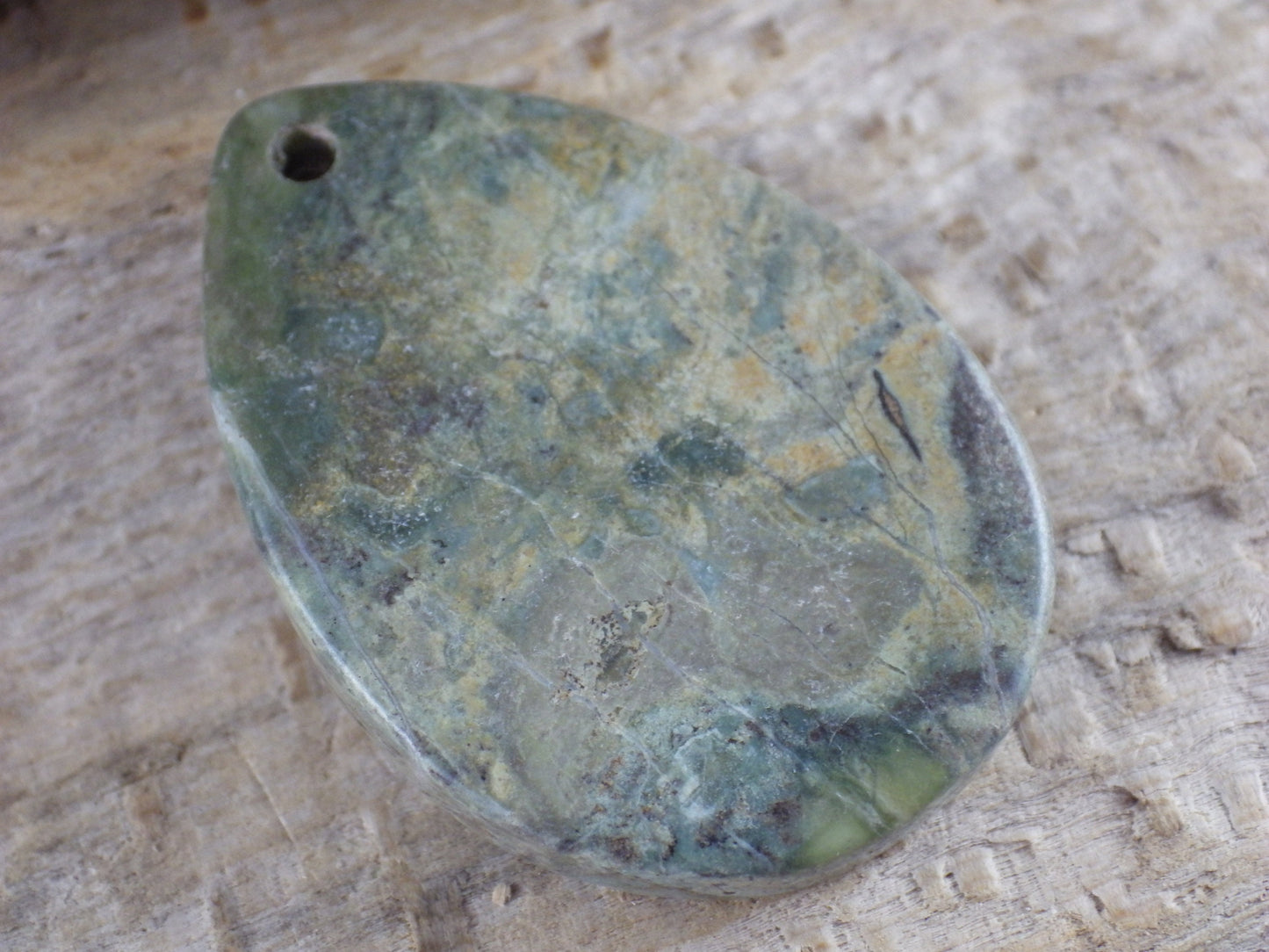 Green Jasper Semi Precious Gemstone Pendant 39x27mm, Flat Backed Loose Stone, Jewellery Making Supplies #05