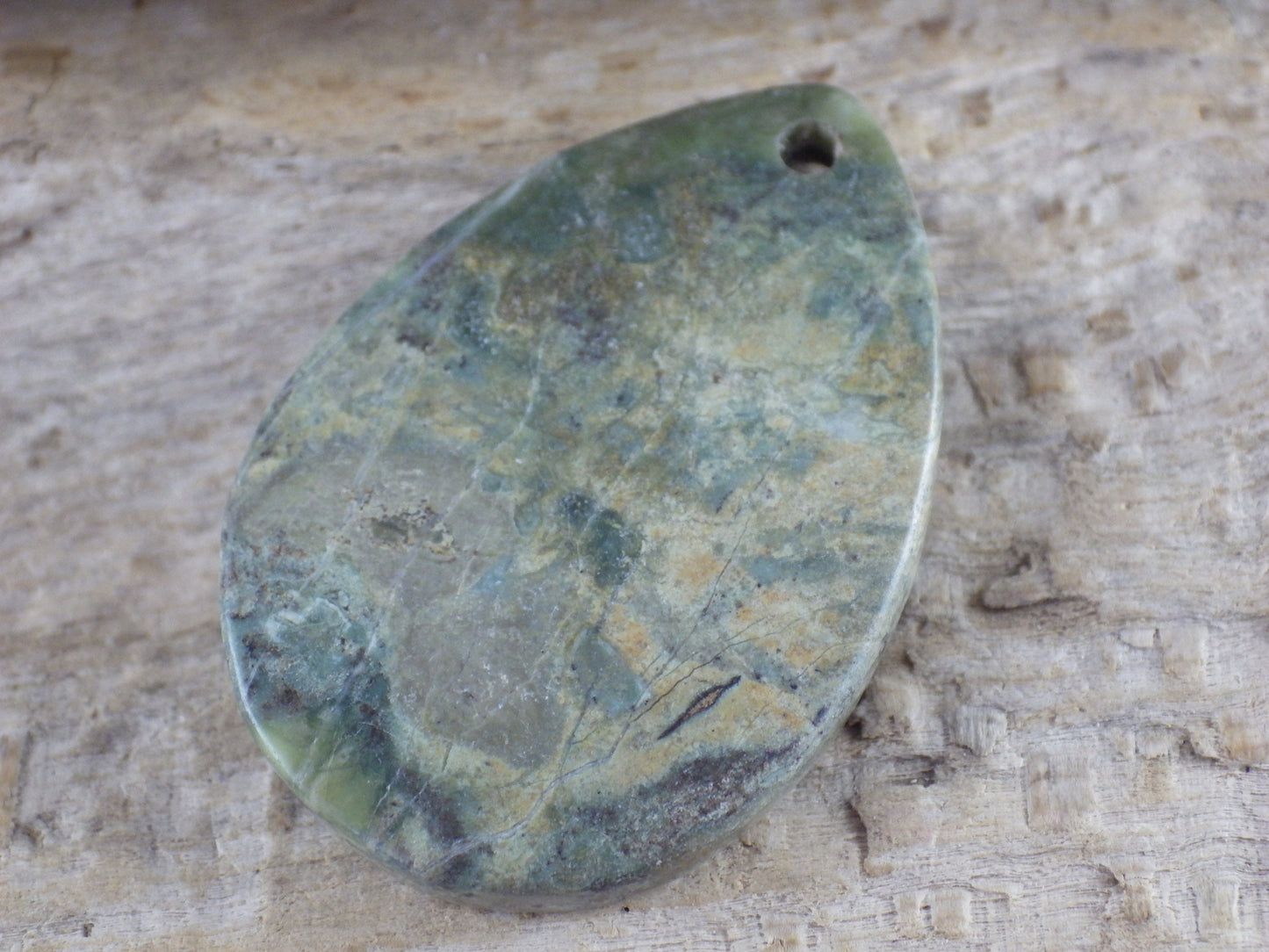 Green Jasper Semi Precious Gemstone Pendant 39x27mm, Flat Backed Loose Stone, Jewellery Making Supplies #05