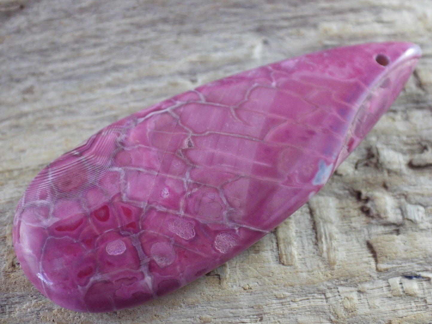 Pink Agate Teardrop Pendant 49x19mm, Semi Precious Gemstone, Statement Pendant, Loose Stone, UK Jewelry Making Supplies, A1