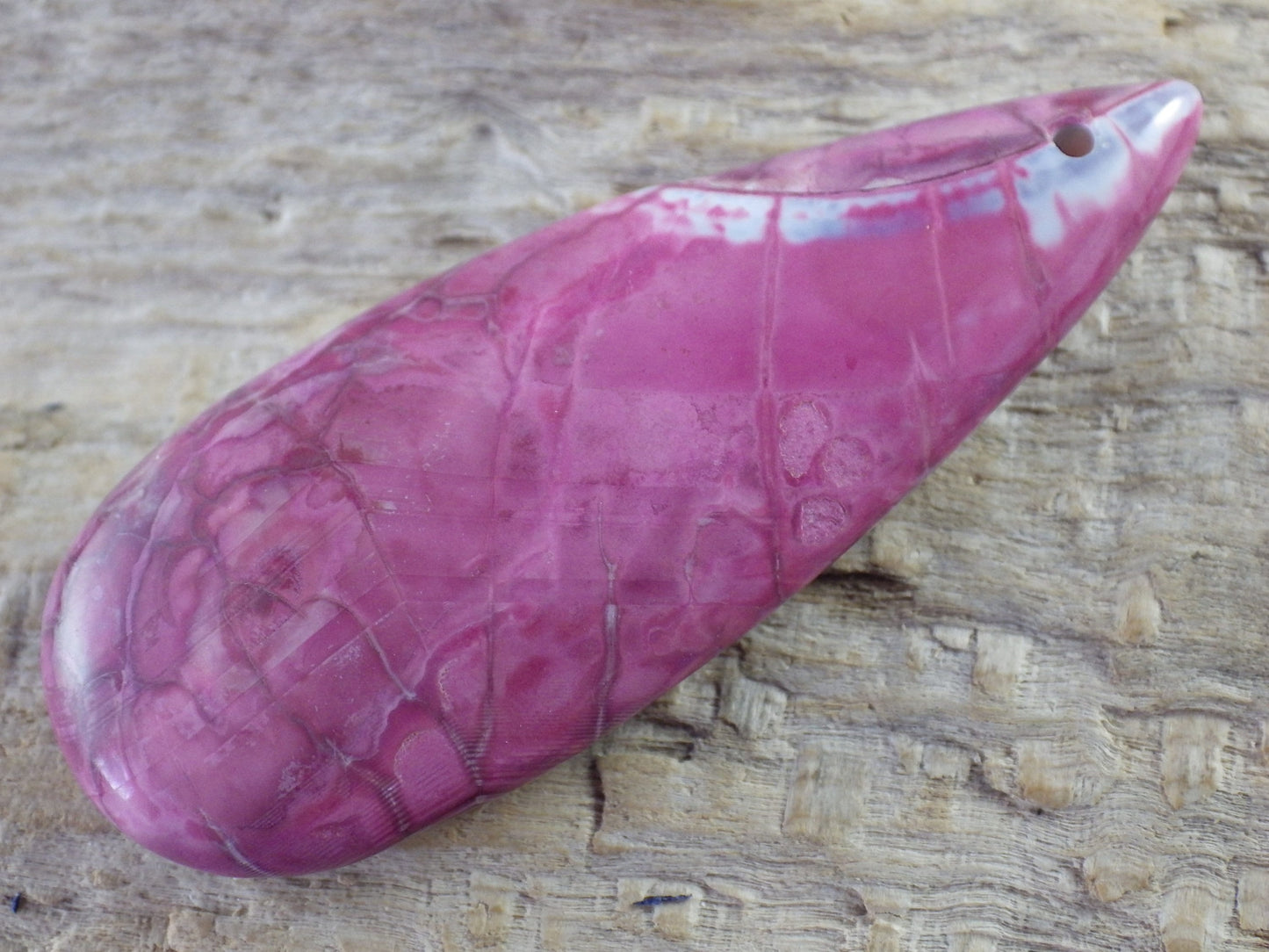 Pink Agate Teardrop Pendant 49x19mm, Semi Precious Gemstone, Statement Pendant, Loose Stone, UK Jewelry Making Supplies, A1