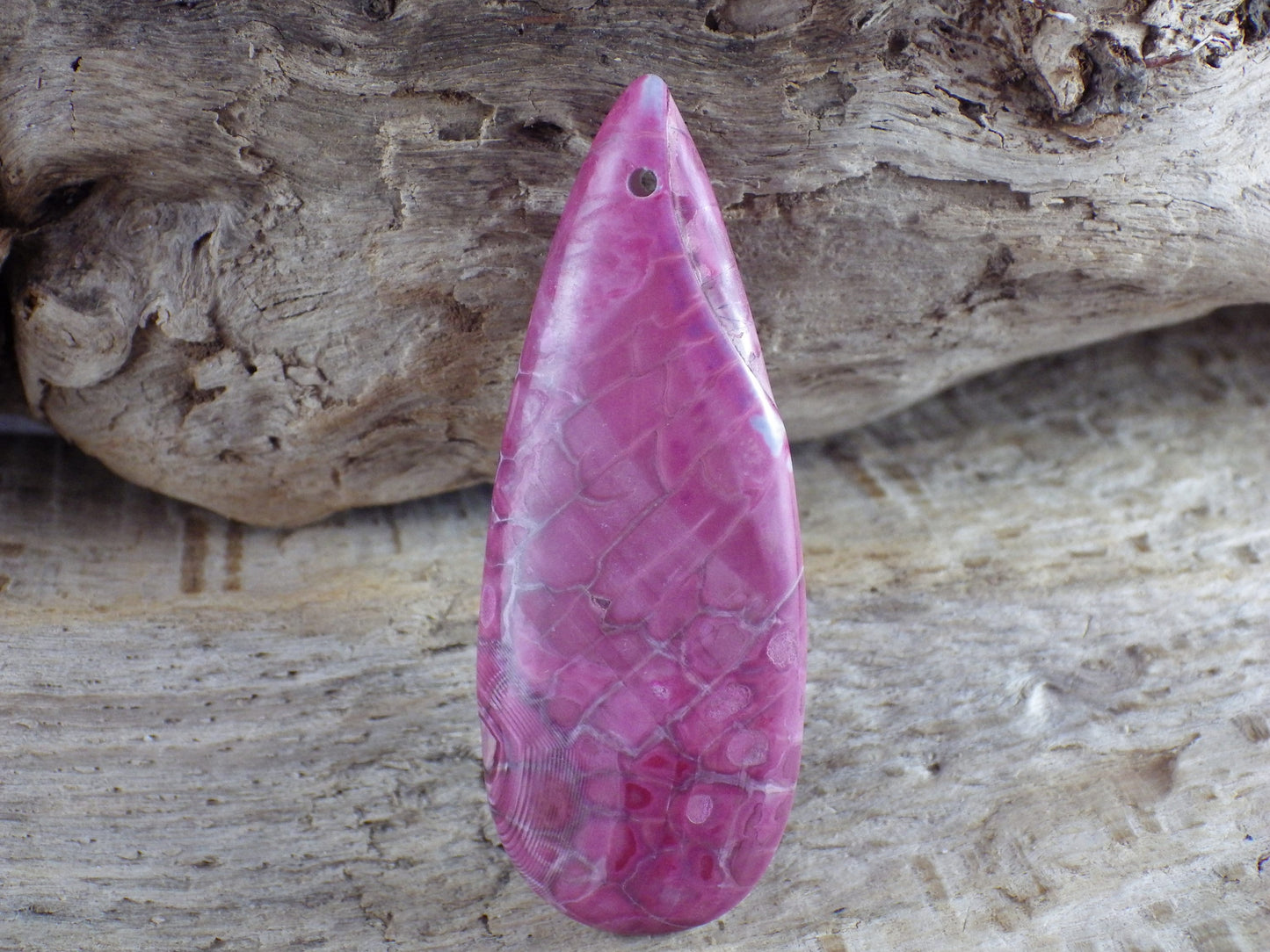 Pink Agate Teardrop Pendant 49x19mm, Semi Precious Gemstone, Statement Pendant, Loose Stone, UK Jewelry Making Supplies, A1