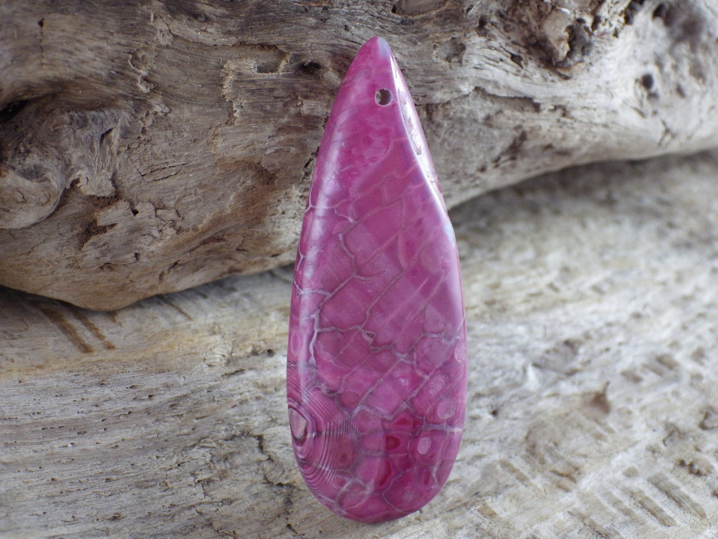 Pink Agate Teardrop Pendant 49x19mm, Semi Precious Gemstone, Statement Pendant, Loose Stone, UK Jewelry Making Supplies, A1