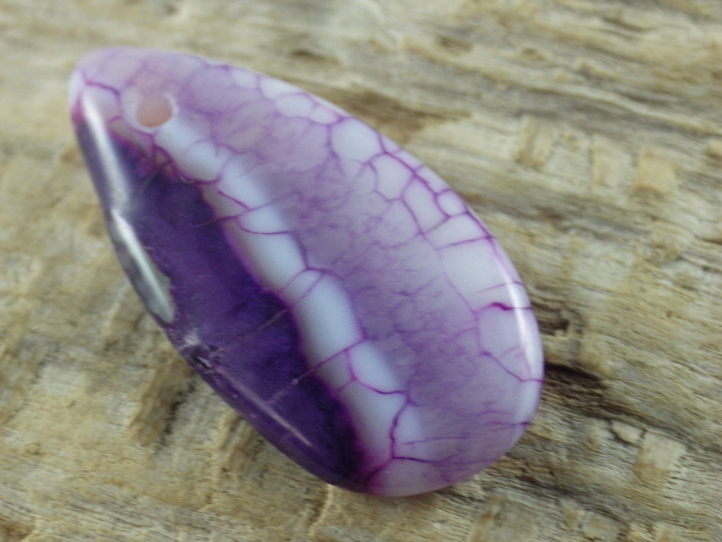 Purple Dragon's Vein Agate Pendant 29x15mm, Semi Precious Gemstone, Flat Backed Teardrop, Loose Stone, Jewellery Making Supplies UK P4