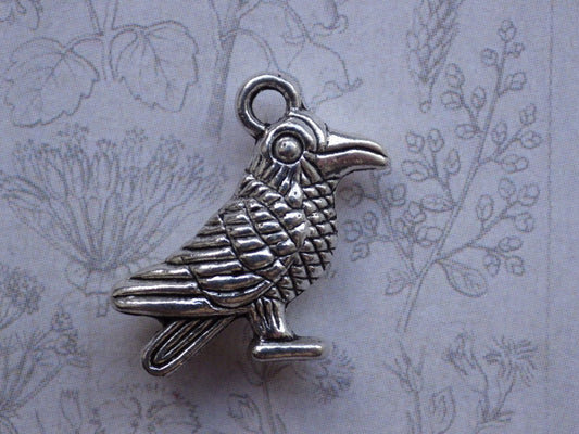 3D Silver Raven Crow Charm Pendant, Quality Gothic Bird Necklace Focal 18x14mm, Pagan Wiccan Witchy Charms, Jewelry Making Supplies, UK