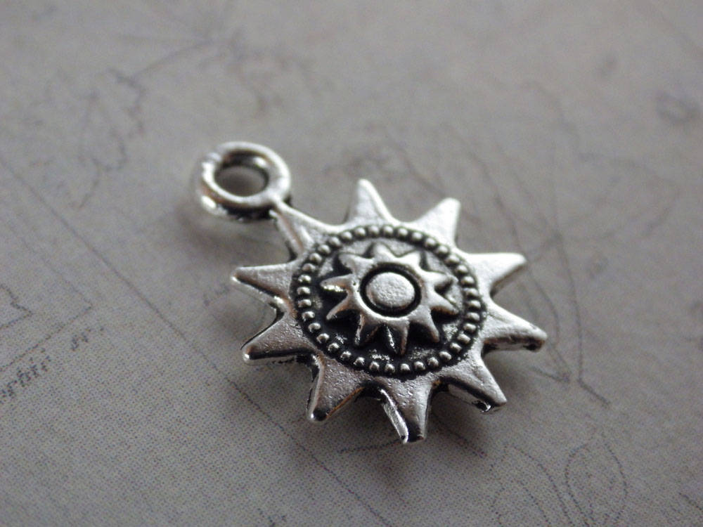 13 x Silver Sun Moon Stars Charms Pendants, Mixed Celestial Bracelet Charms Set, Pagan Wicca Wiccan Witchy Jewellery Making Supplies UK Shop