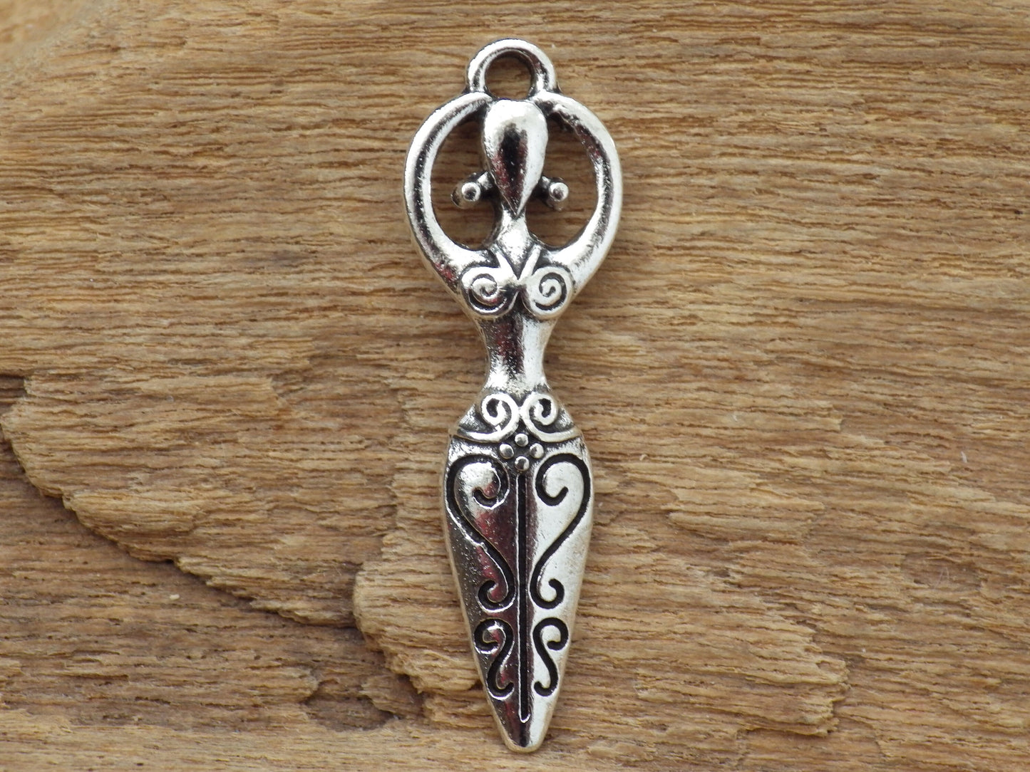 Pagan Goddess Charms Pendants, 31x10mm Silver Wiccan Charms, Fertility Goddess, Celtic Gothic Druid, Jewelry Making Supplies UK