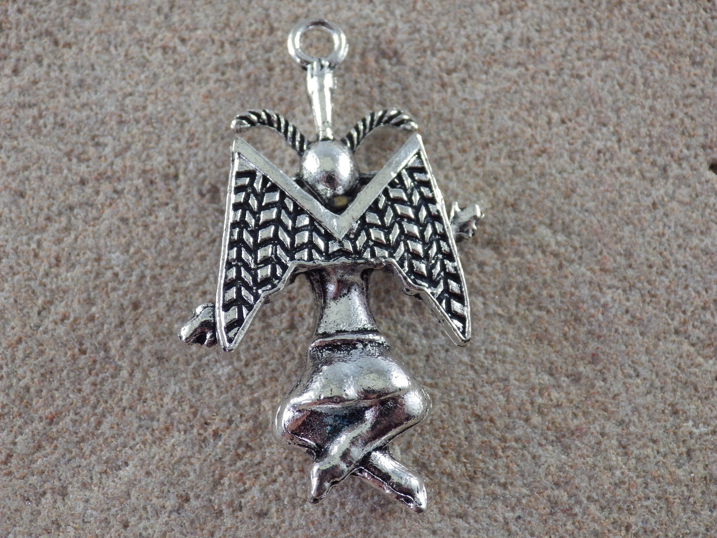 Large 3D Silver Baphomet Charm Pendant 44x28mm, Pagan Occult Deity Necklace Pendants, Religious Symbol Jewellery Making Supplies, UK Shop F1