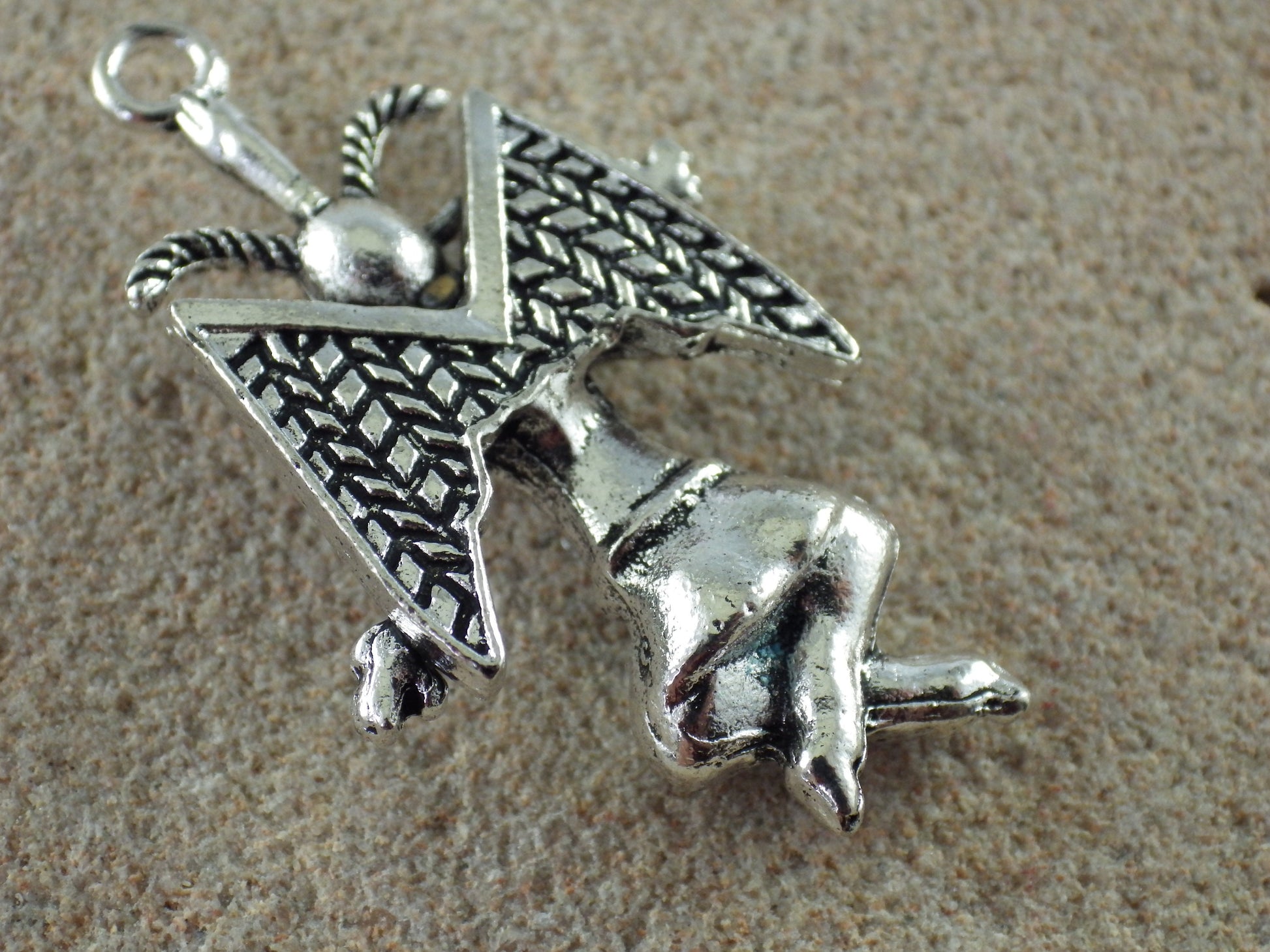 Large 3D Silver Baphomet Charm Pendant 44x28mm, Pagan Occult Deity Necklace Pendants, Religious Symbol Jewellery Making Supplies, UK Shop F1
