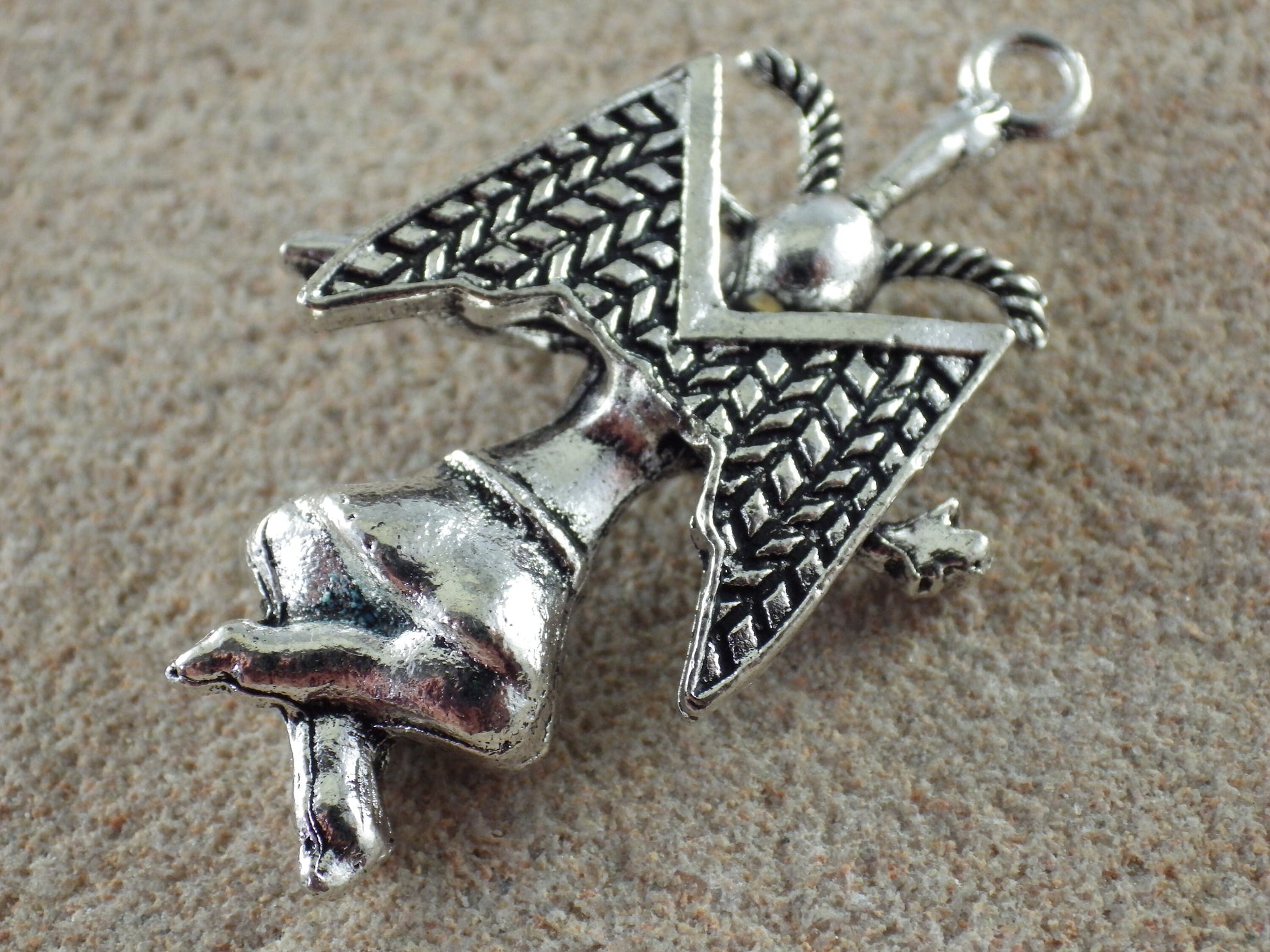 Large 3D Silver Baphomet Charm Pendant 44x28mm, Pagan Occult Deity Necklace Pendants, Religious Symbol Jewellery Making Supplies, UK Shop F1
