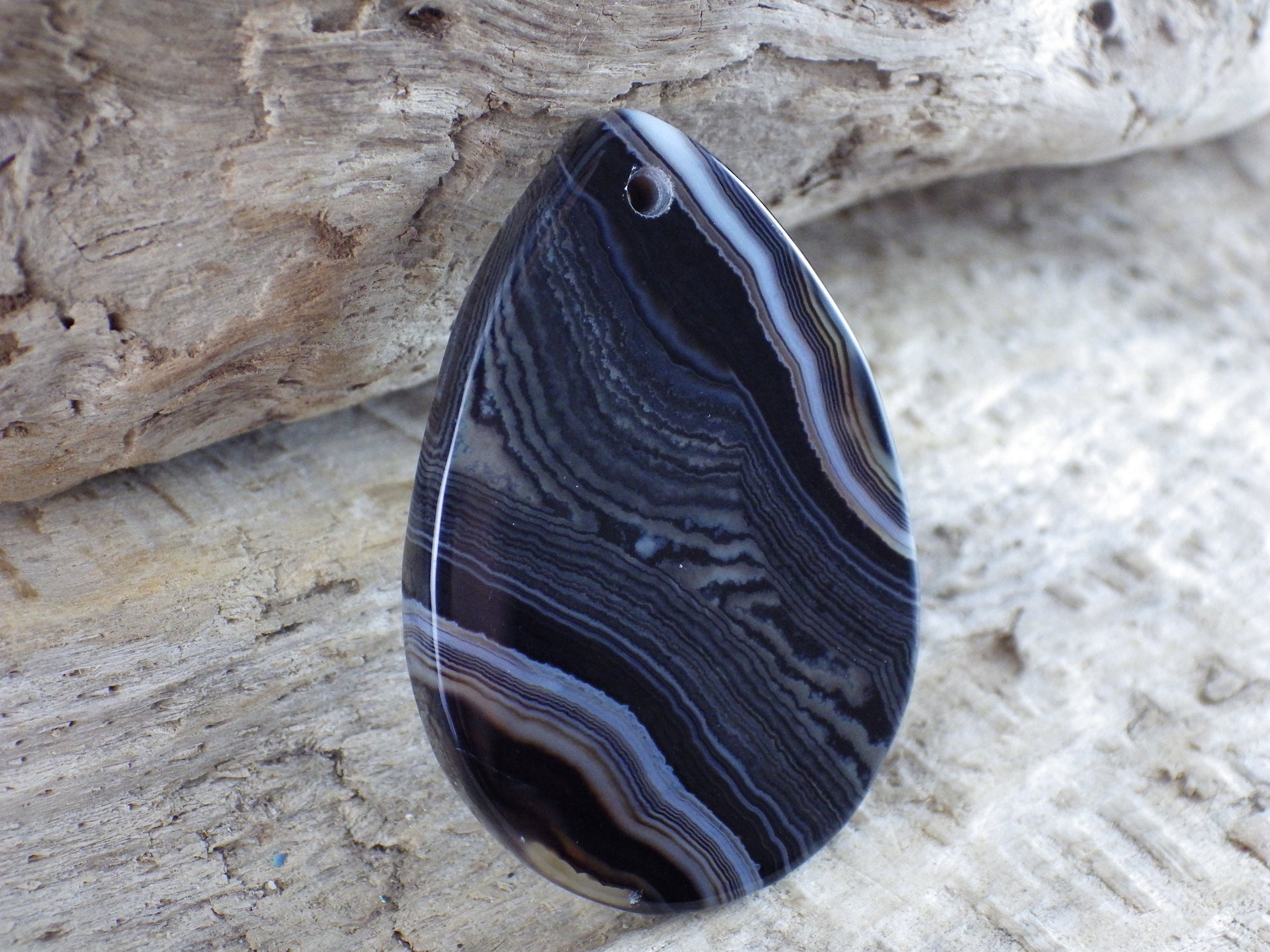 Onyx Agate Flat Back Teardrop Pendant, 41x28mm Semi Precious Gemstone, Top Drilled Necklace Pendant Loose Stone, Jewelry Making Supplies N5
