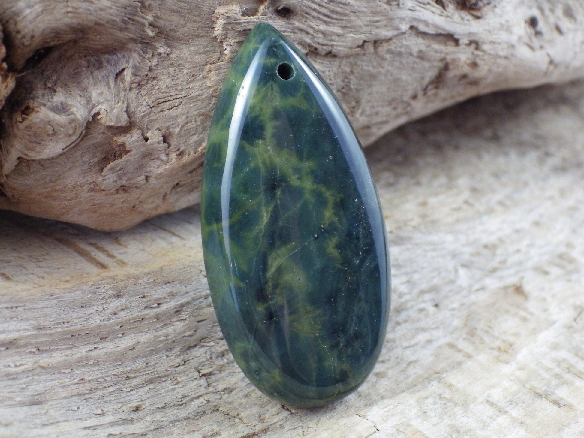 Jasper & Pyrite Teardrop Pendant 48x30mm H3
