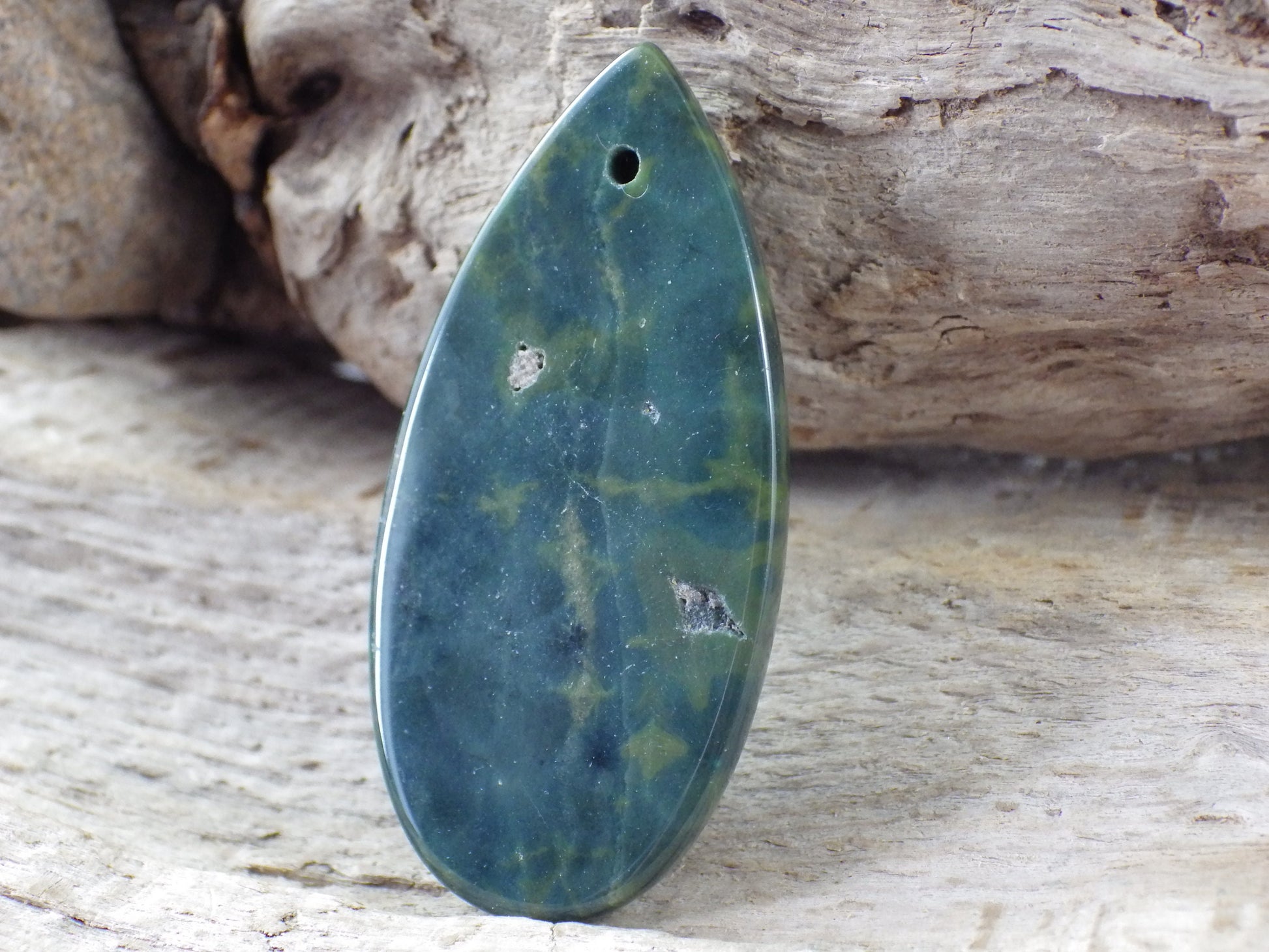 Jasper & Pyrite Teardrop Pendant 48x30mm H3