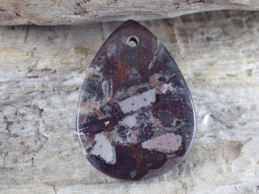 Crazy Lace Agate Pendant, Semi Precious Gemstone 36x22mm #04