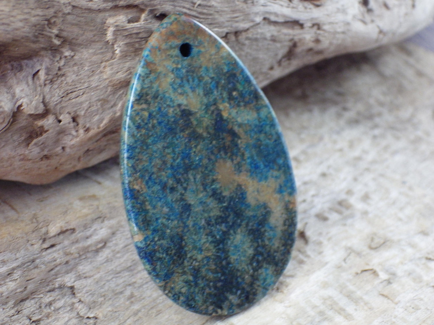 Blue Fossil Coral Jasper Pendant, 35x15mm K3