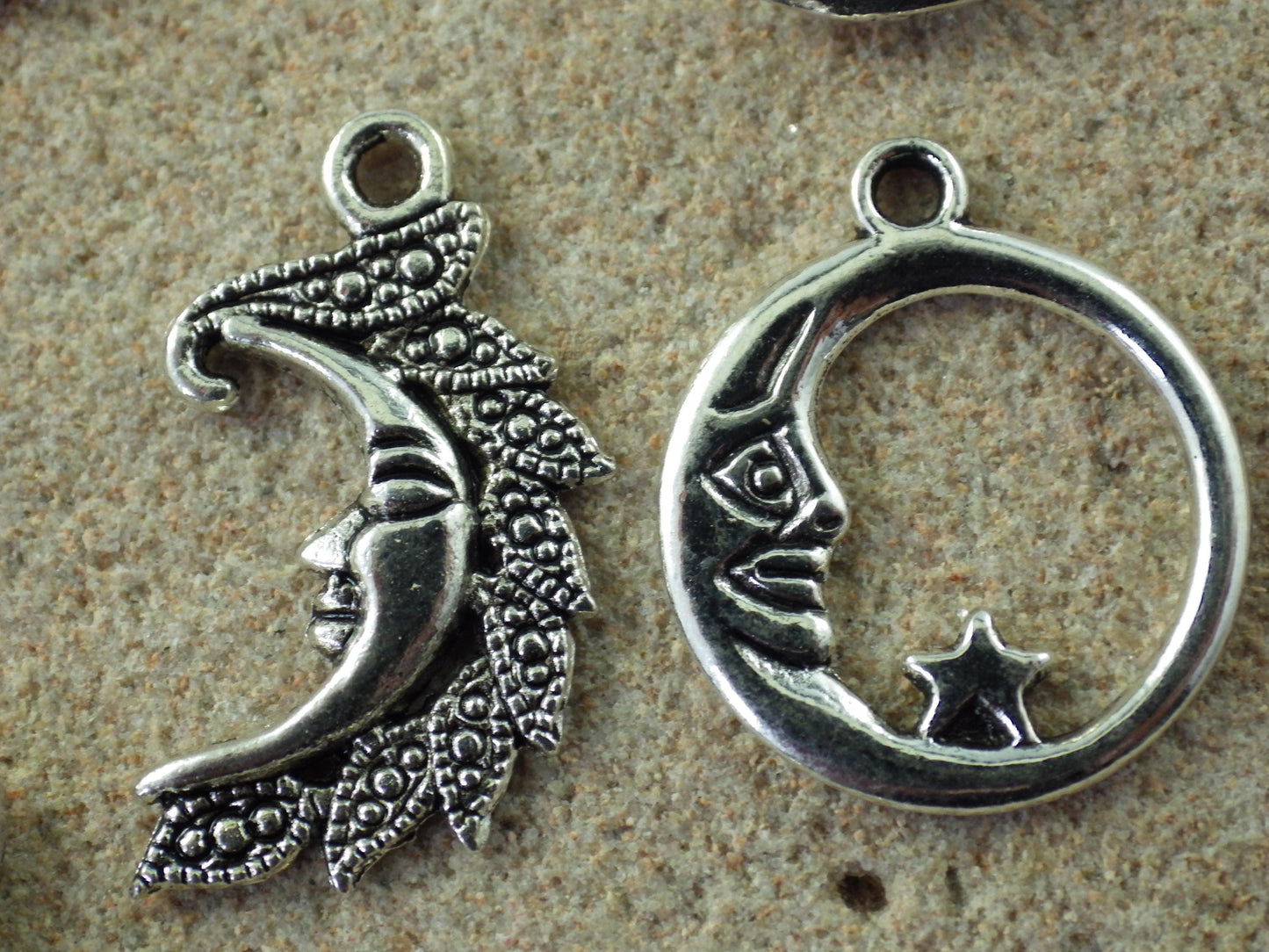 11 x Silver Crescent Moon Sun Star Bracelet Charms