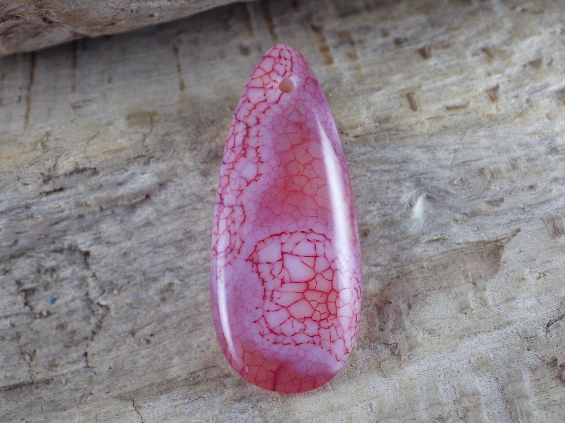 Red Dragons Vein Agate Teardrop Pendant 35x15mm M6