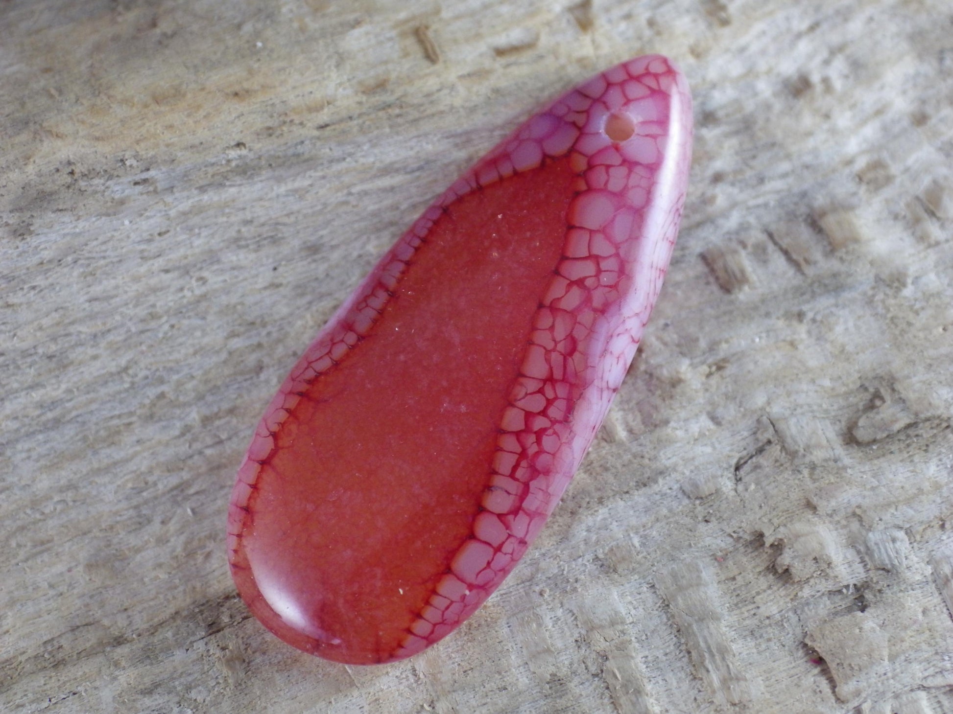 Red Dragons Vein Agate Teardrop Pendant 35x15mm M6