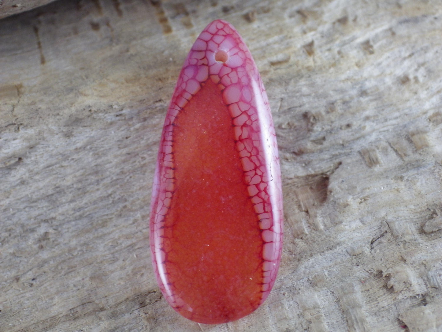 Red Dragons Vein Agate Teardrop Pendant 35x15mm M6