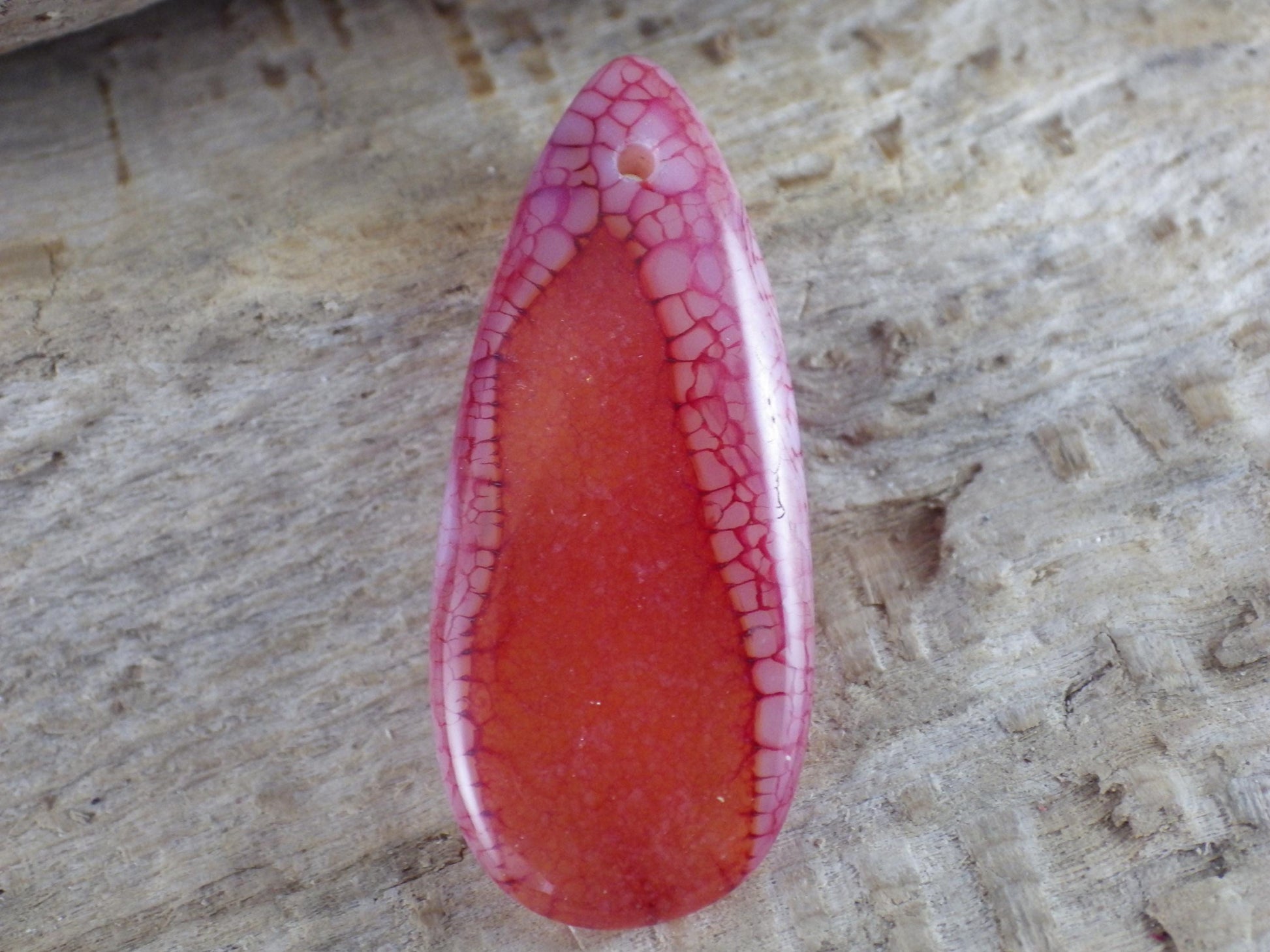 Red Dragons Vein Agate Teardrop Pendant 35x15mm M6