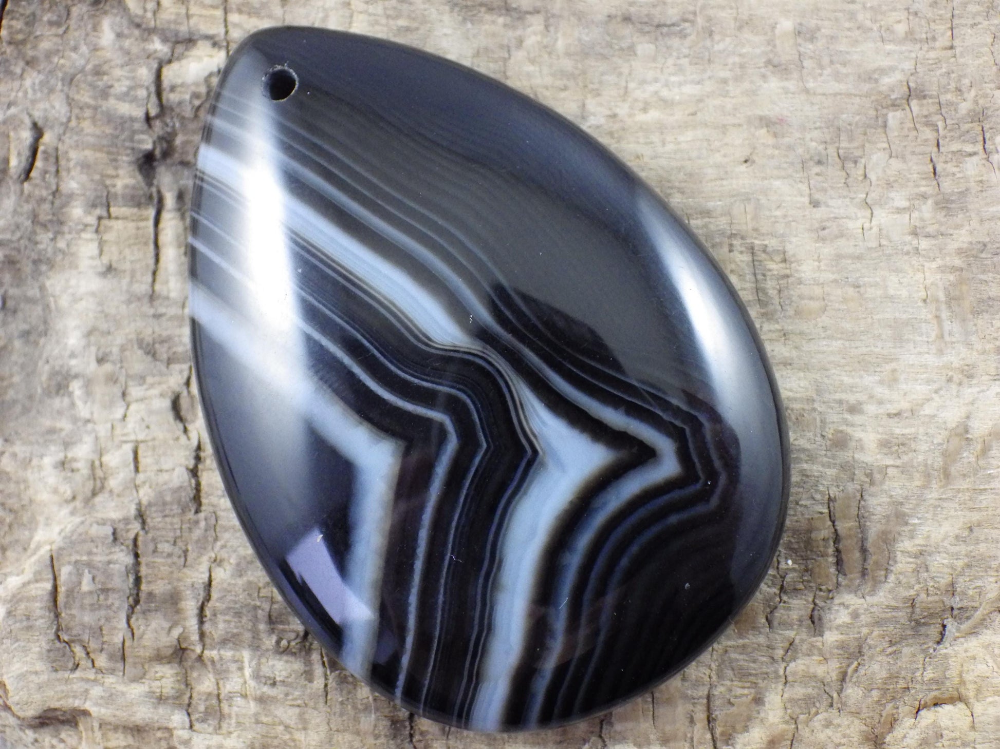 Black Ghost Quartz Crystal Pendant 30x25mm, Pear Shaped Teardrop, J8