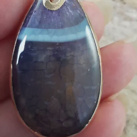 Dragons Vein Fire Agate Teardrop Pendant, 41x23mm Semi Precious Gemstone, Flat Backed Top Drilled Stone, Jewelry Making Supplies, UK H5