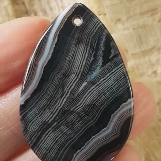 Onyx Agate Flat Back Teardrop Pendant, 41x28mm Semi Precious Gemstone, Top Drilled Necklace Pendant Loose Stone, Jewelry Making Supplies N5