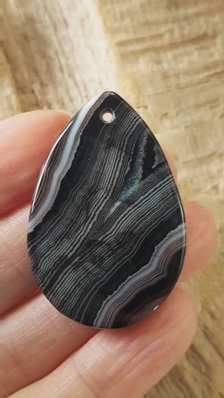 Onyx Agate Flat Back Teardrop Pendant, 41x28mm Semi Precious Gemstone, Top Drilled Necklace Pendant Loose Stone, Jewelry Making Supplies N5
