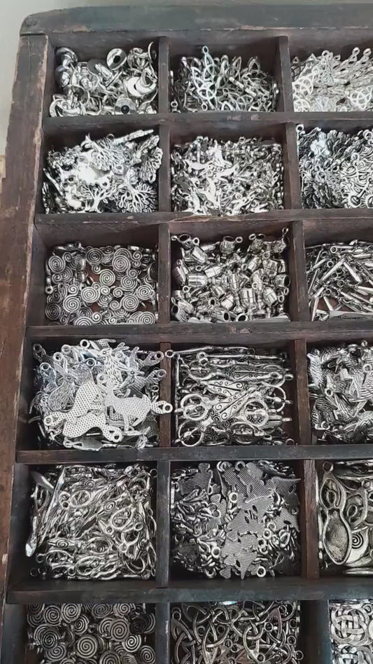 13 x Silver Sun Moon Stars Charms Pendants, Mixed Celestial Bracelet Charms Set, Pagan Wicca Wiccan Witchy Jewellery Making Supplies UK Shop