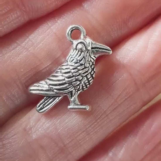 3D Silver Raven Crow Charm Pendant, Quality Gothic Bird Necklace Focal 18x14mm, Pagan Wiccan Witchy Charms, Jewelry Making Supplies, UK