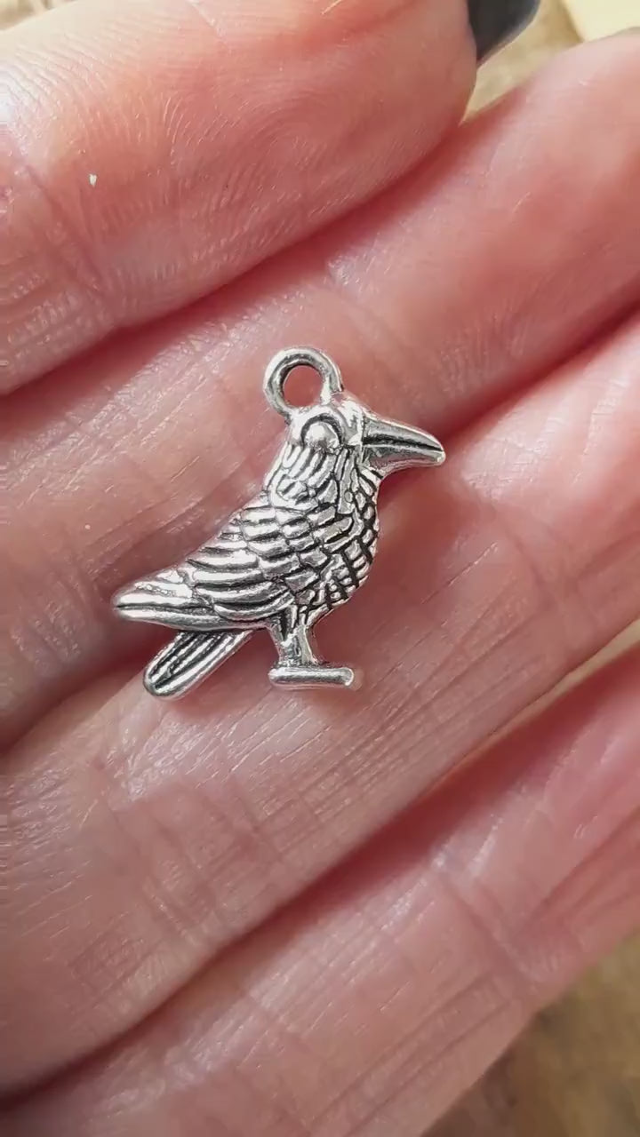 3D Silver Raven Crow Charm Pendant, Quality Gothic Bird Necklace Focal 18x14mm, Pagan Wiccan Witchy Charms, Jewelry Making Supplies, UK