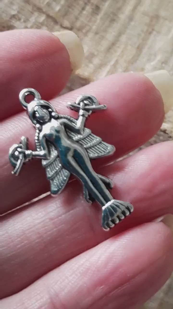 Goddess Lilith Silver Pagan Pendant 29x20mm, Wiccan Fantasy Bracelet Charm, Fairy Pendant, Jewelry Making Supplies, UK Seller