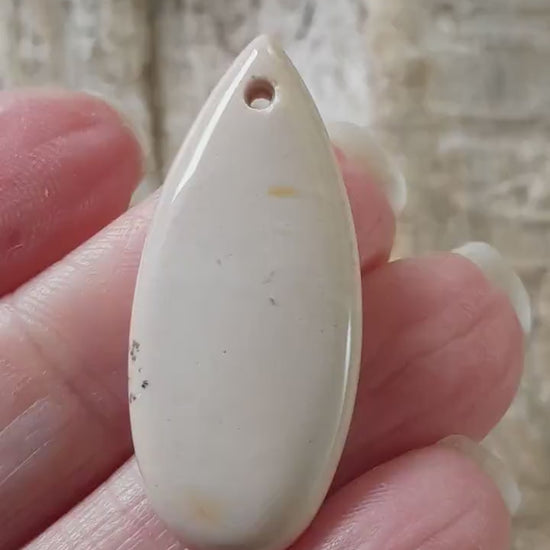 Yellow Mookaite Jasper Teardrop Pendant, 35x15mm Semi Precious Gemstone, Top Drilled Loose Stone Bead, Jewelry Making Supplies #01