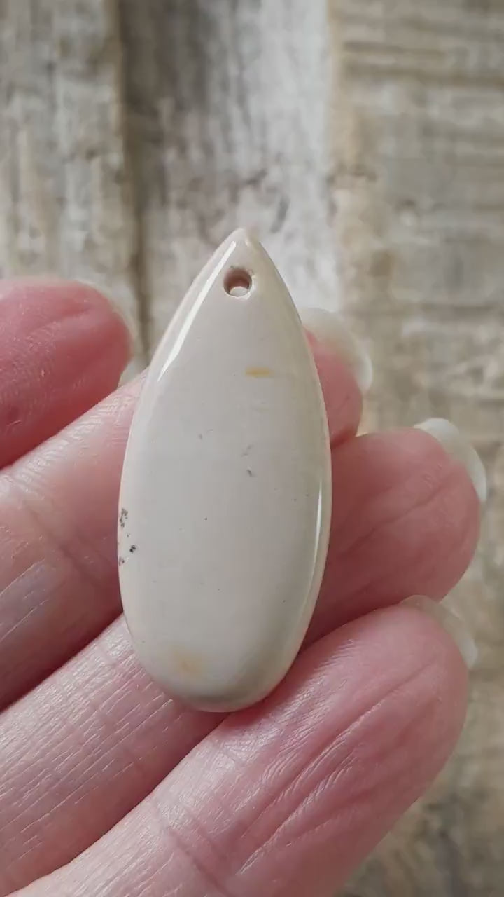 Yellow Mookaite Jasper Teardrop Pendant, 35x15mm Semi Precious Gemstone, Top Drilled Loose Stone Bead, Jewelry Making Supplies #01