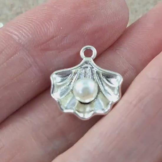 Oyster Shell 3D Charm Pendants, Sea Marine Beach Clam Bracelet Charms, Silver Earring Charms Necklace Pendants, Jewellery Making Supplies UK