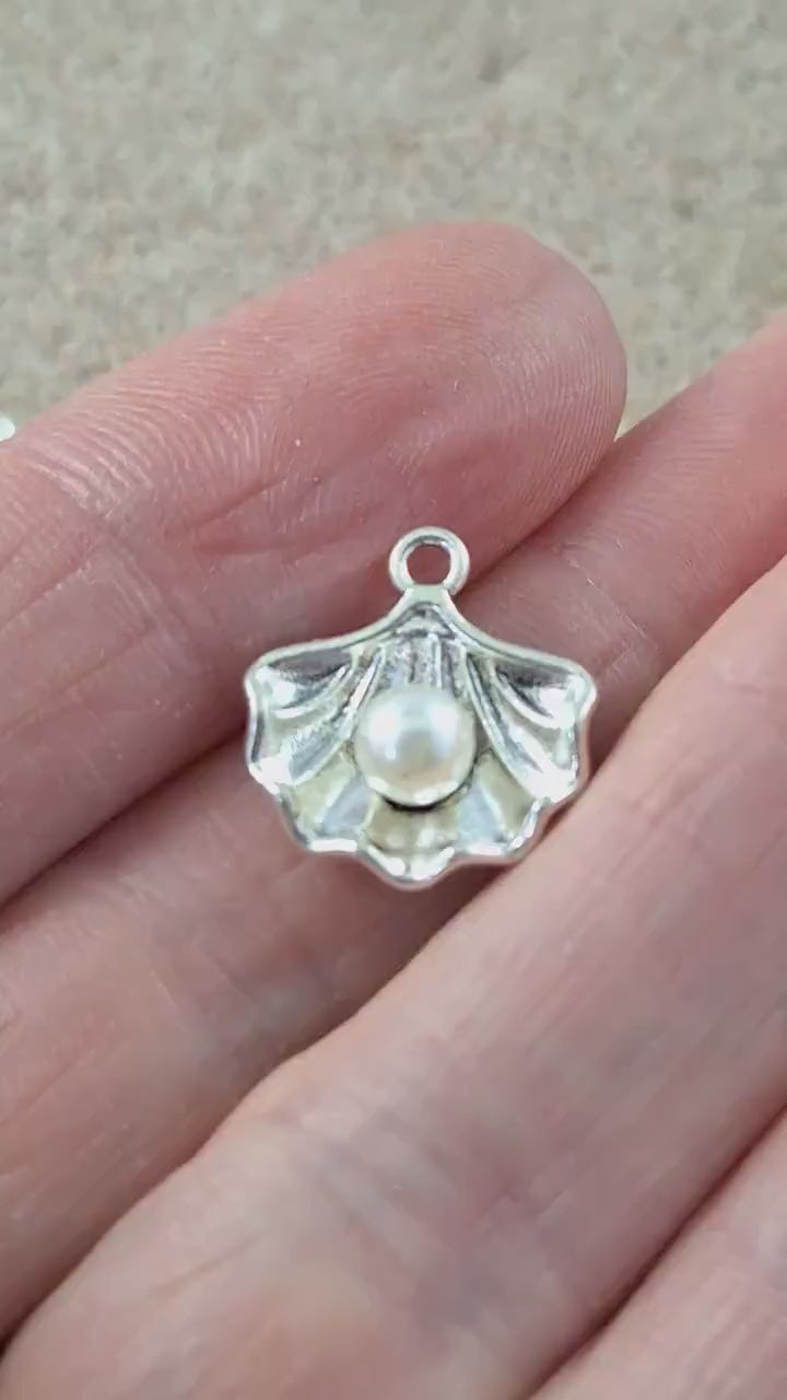 Oyster Shell 3D Charm Pendants, Sea Marine Beach Clam Bracelet Charms, Silver Earring Charms Necklace Pendants, Jewellery Making Supplies UK