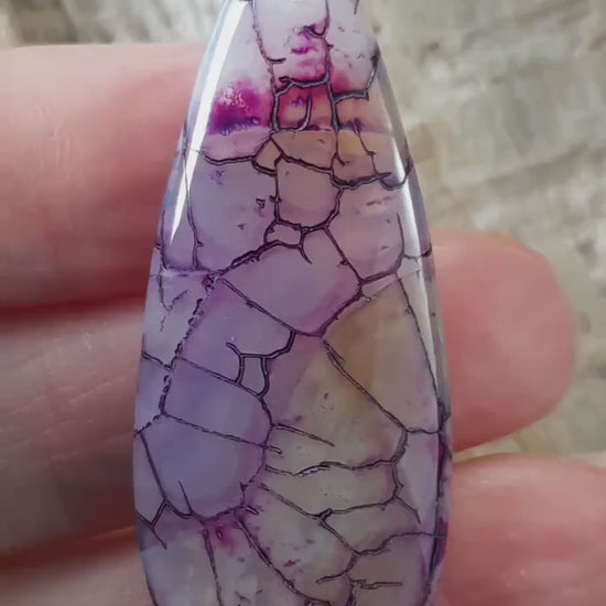 Dragons Vein Fire Agate Pendant, 50x20mm, Semi Precious Gemstone, Flat Backed Teardrop, Designers Stone, Loose Stone N7
