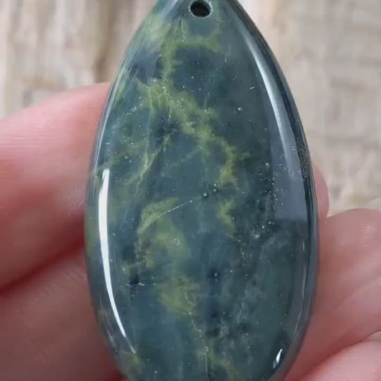 Ocean Jasper Teardrop Pendant 46x23mm, Top Drilled Cabochon, Semi Precious Gemstone, Loose Stone Focal Bead, Jewellery Making Supplies UK H3